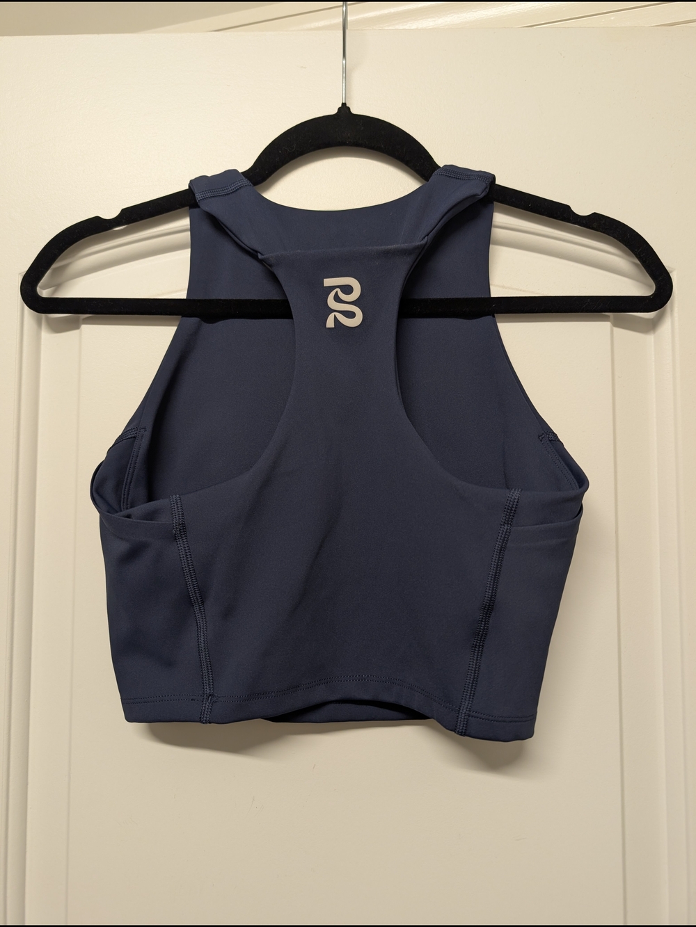Navy High-Neck Sports Crop Top - Picture 5 of 8